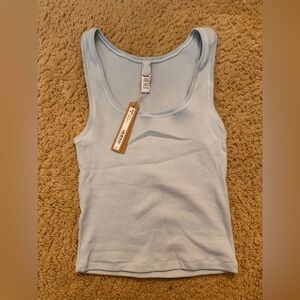 SKIMS Sky Blue Ribbed Tank Top